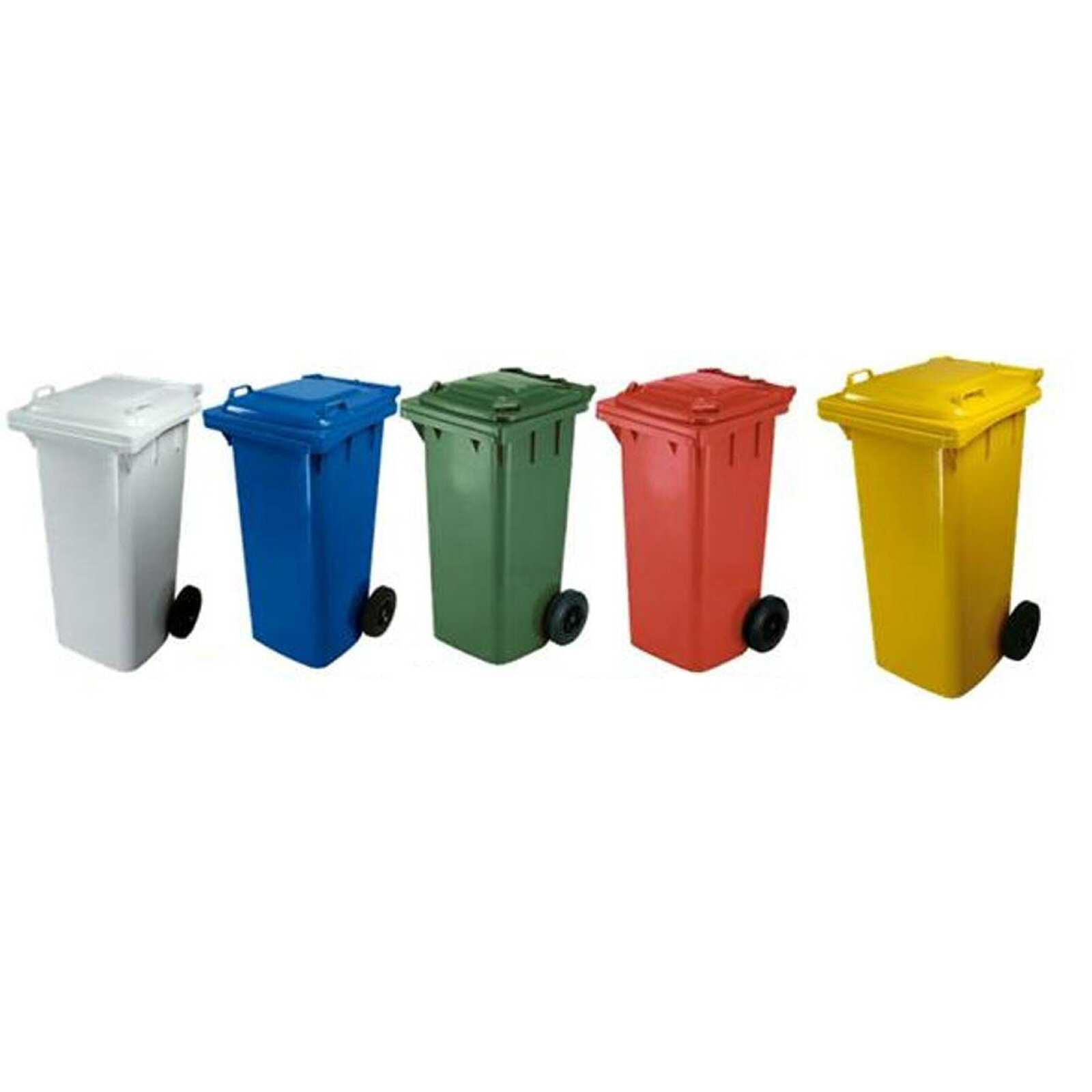 Bidone per la raccolta differenziata rifiuti per uso esterno da 240 Lt mis con 2 ruote 58 L x 73 P x 107 H cm colore verde 
