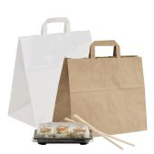 Shopper in carta take away avana e bianche