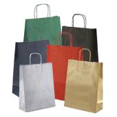 Shopper in carta colorata avana con maniglia ritorta