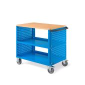 Carrello con Ruote Clever Large con Piano in Legno blu e pannelli