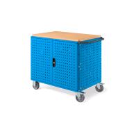 Carrello con Ruote Clever Large blu con Piano in Legno pannelli e porte