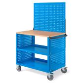 Carrello con Ruote Clever Large con Piano in Legno Blu parete posteriore e pannelli