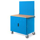 Carrello con Ruote Clever Large con Piano in Legno blu porta pannelli e parete