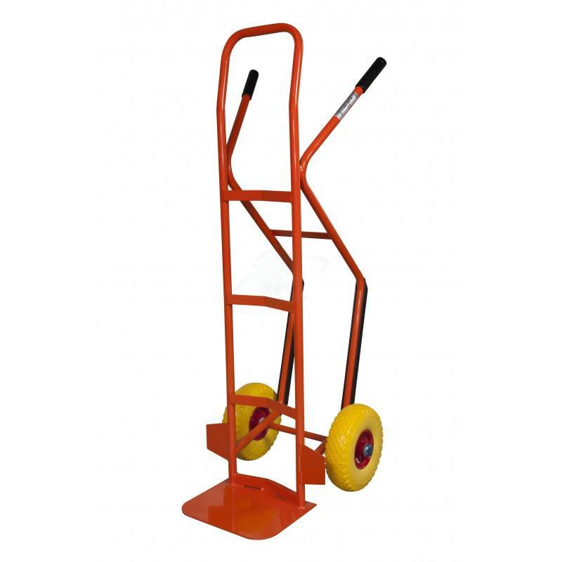 Carrello portacasse con scivolo rosso spalla dritta