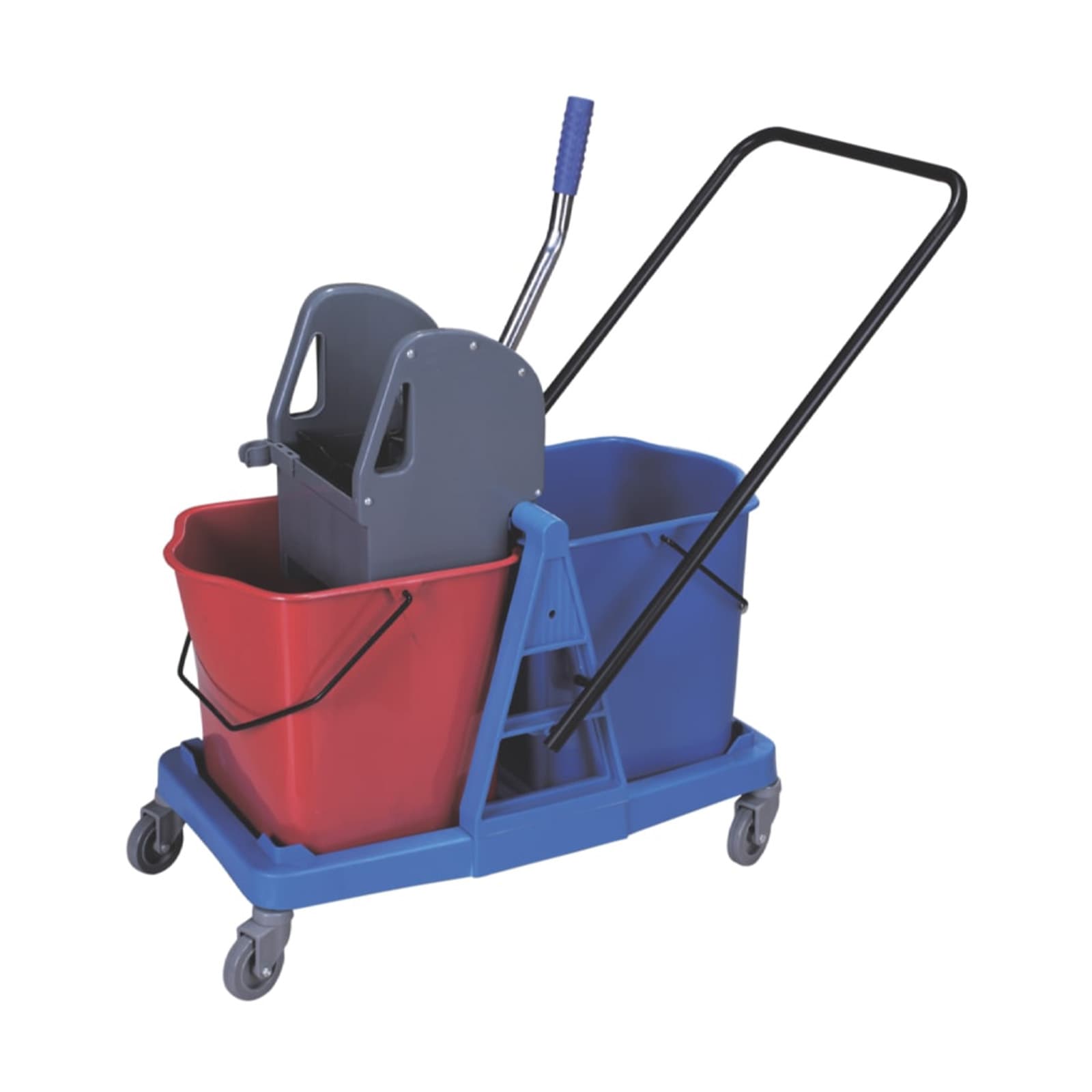 Carrello per pulizie lavapavimenti blu e rosso