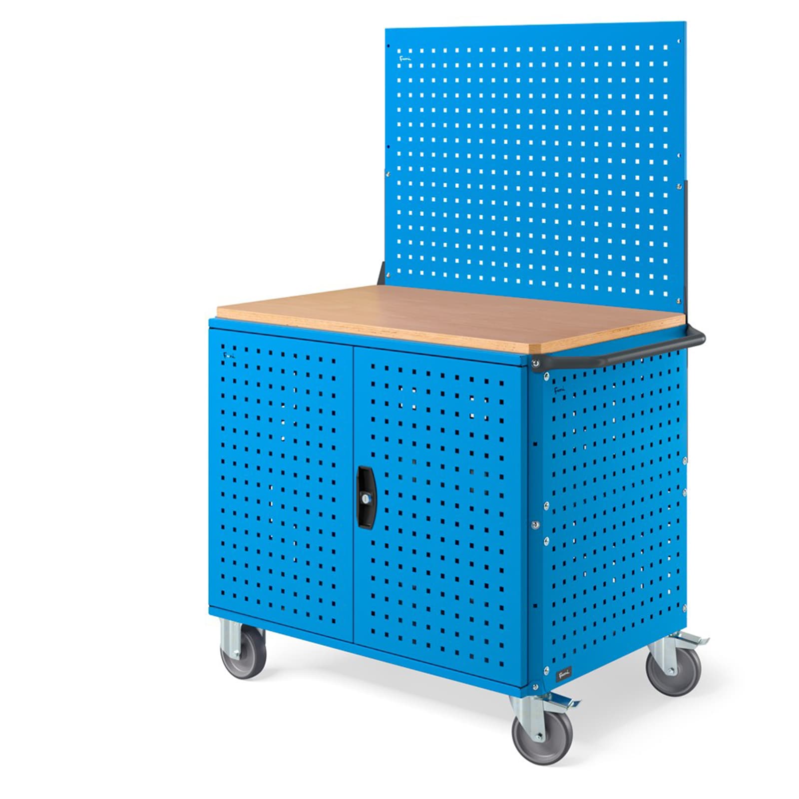 Carrello con Ruote Clever Large con Piano in Legno blu porta pannelli e parete